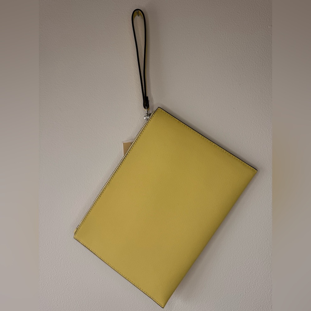 Michael Kors Yellow Studded Wristlet Clutch with Detachable Strap - Picture 2 of 4